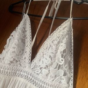 White halter maxi dress